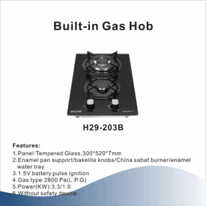 Bolesi Built in 2 Gas Burners Tampered Glass HOB Cooker