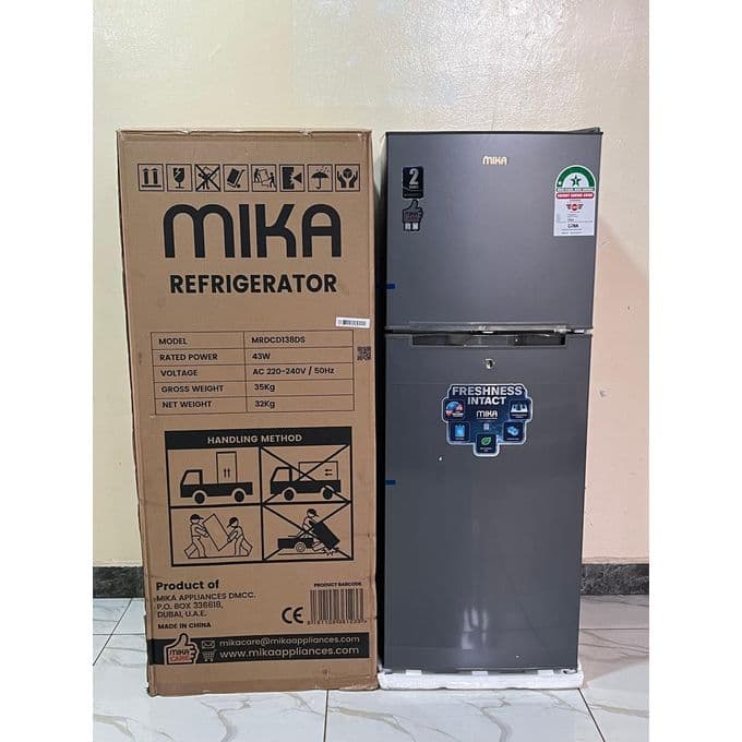 Mika 138L Double Door Top Mount Freezer Fridge MRDCD138DS